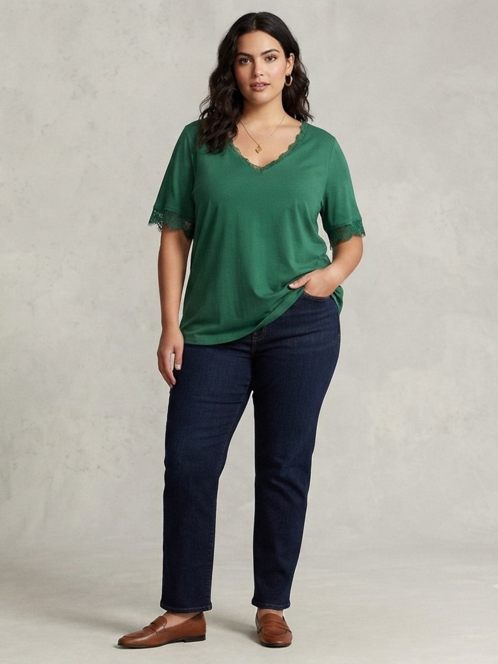 BloomChic Lace Womens V-Neck Top